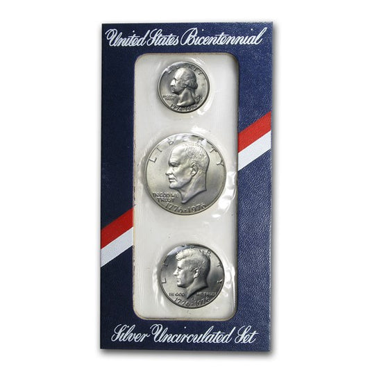 1976 Silver Uncirculated Set 3-Coin 25c-$1