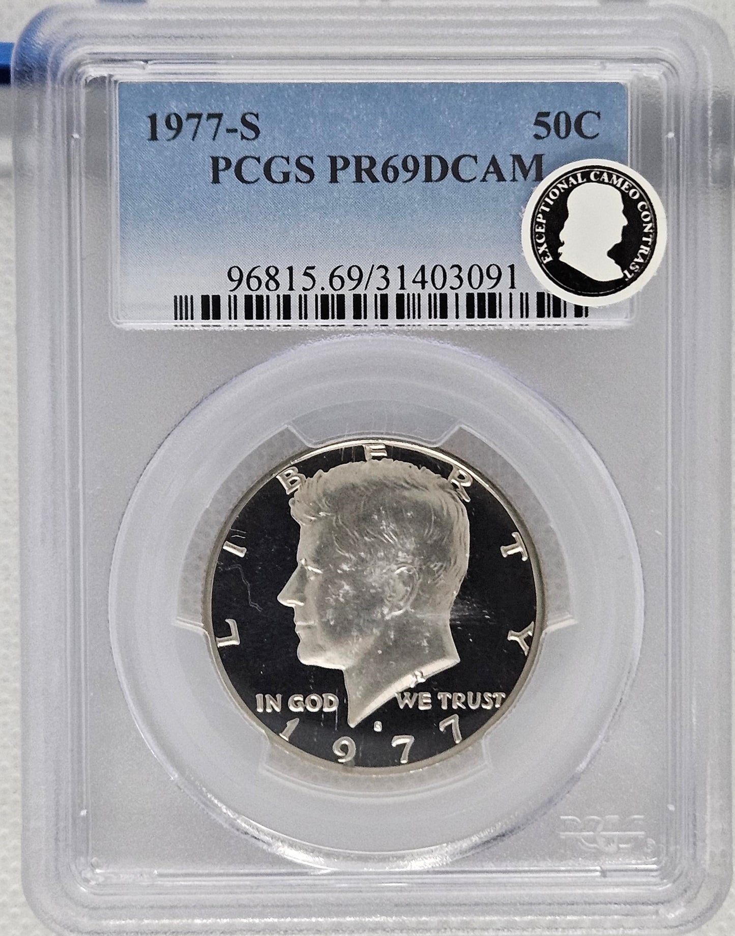 1977-S Kennedy Half Dollar PCGS PR 69 DCAM Deep Cameo Exceptional Cameo Contrast!!