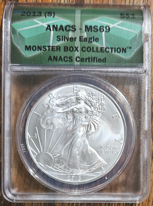 2013-(S) American Silver Eagle  ANACS MS69  Monster Box Collection