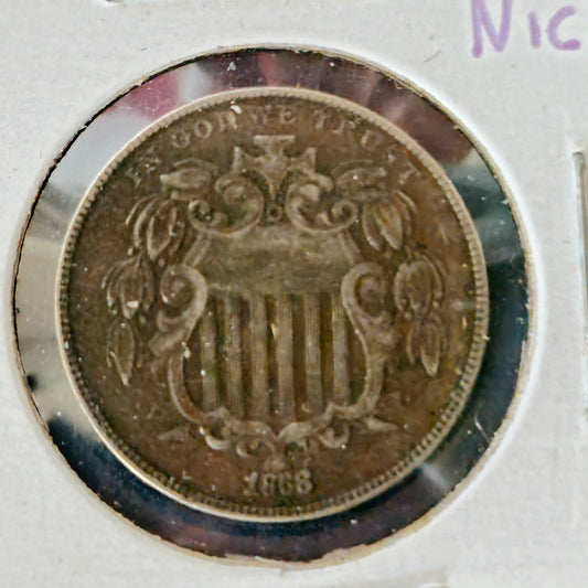 1868 Shield Nickel XF-40