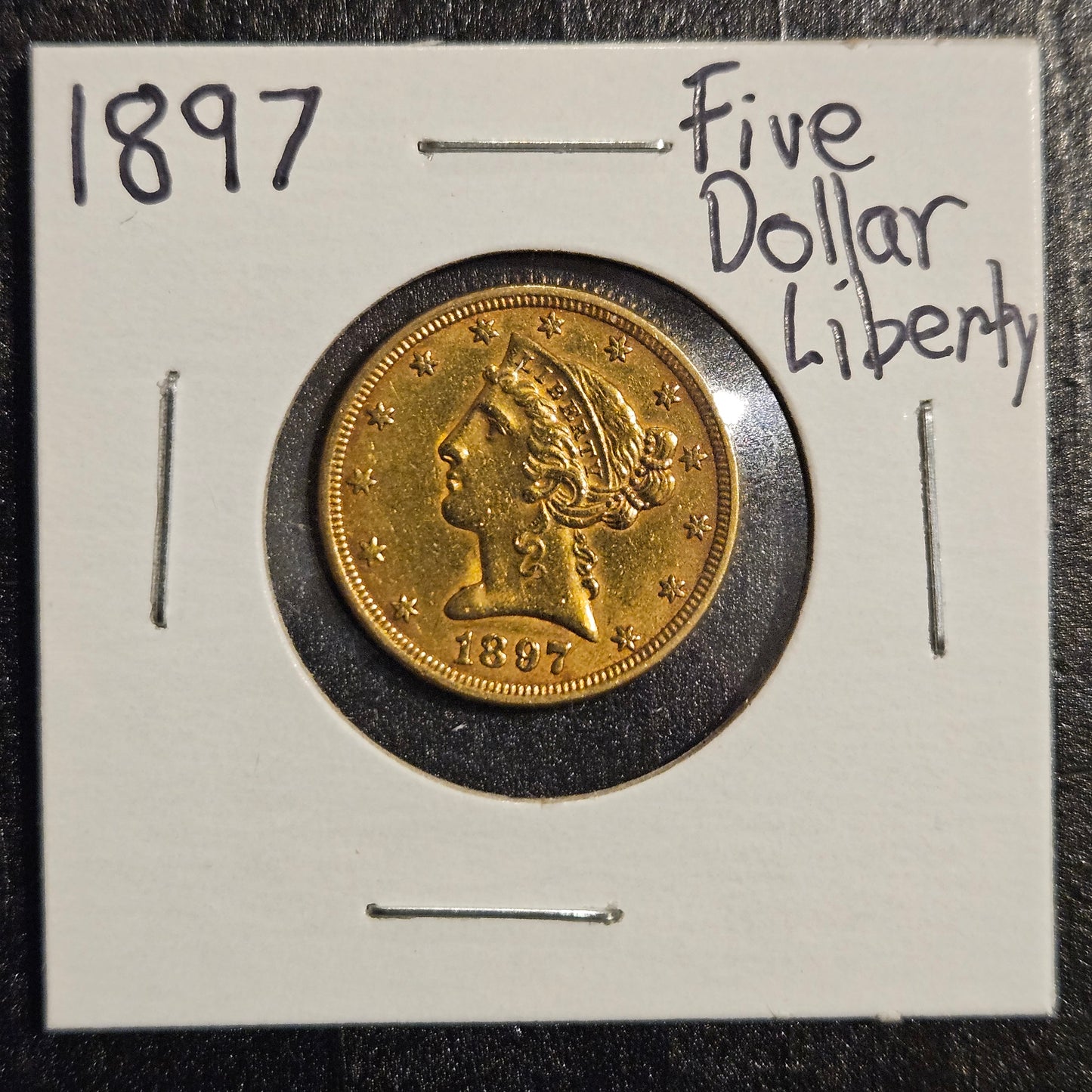 1897 $5 Gold Liberty No Motto Almost Uncirculated A6TT