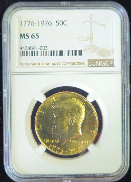 1976-P Kennedy Half Dollar NGC MS65  Great Graded Bicentennial with Nice Toning