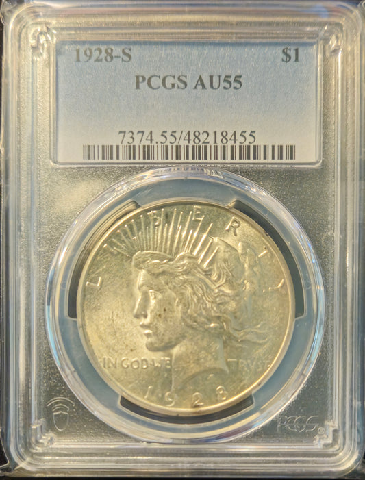 1928-S Peace Silver Dollar PCGS AU55