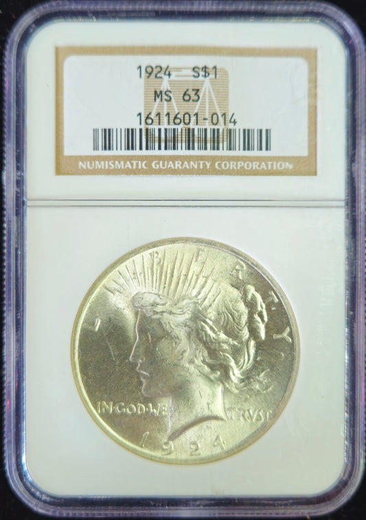 1924-P Peace Silver Dollar NGC MS63