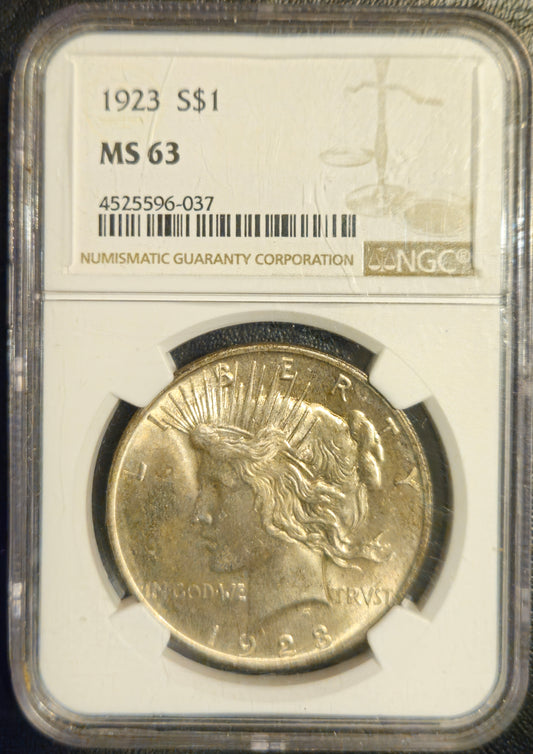 1923-P Peace Silver Dollar NGC MS63