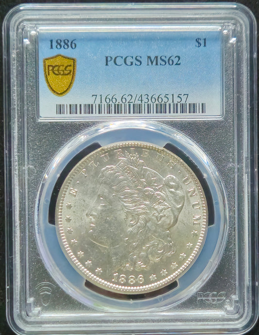 1886-P Morgan Silver Dollar PCGS MS62  Gold Seal