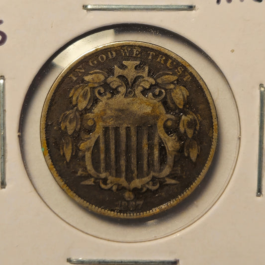 1867-P Shield Nickel Ungraded Very Good  W/O Rays