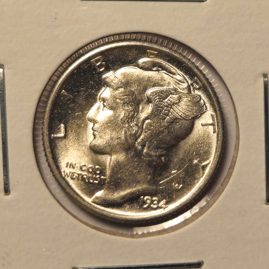 1934-P Mercury Dime Ungraded Almost Uncirculated  Reverse Stain