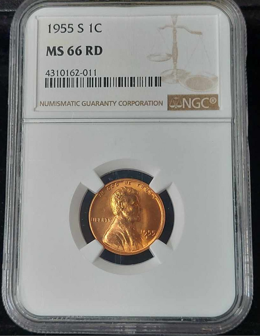 1955-S Lincoln Wheat Cent NGC MS66RD