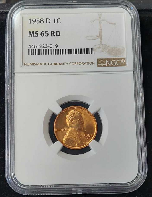 1958-D Lincoln Wheat Cent NGC MS65RD