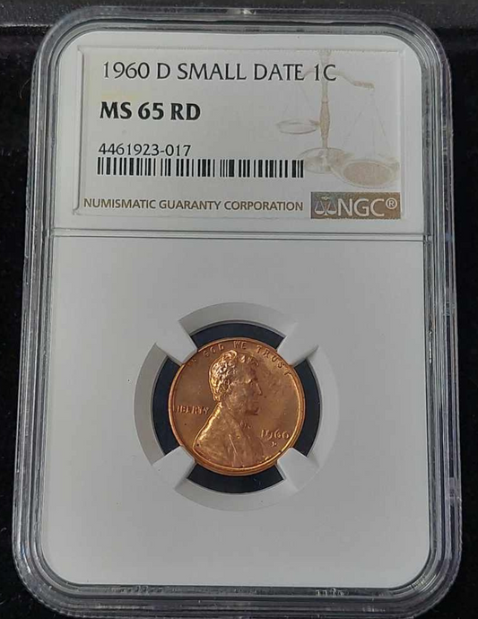 1960-D Lincoln Memorial Cent NGC MS65RD  Small Date