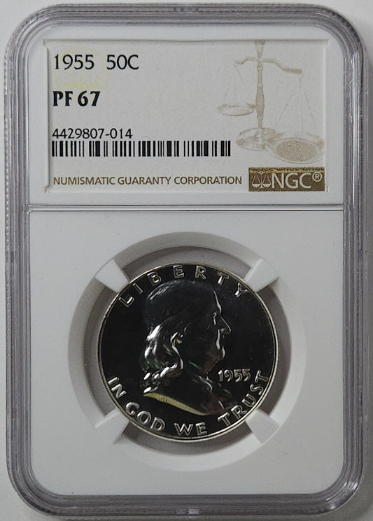 1955-P Franklin Half Dollar NGC PF67  Awesome Higher Grade Proof Coin