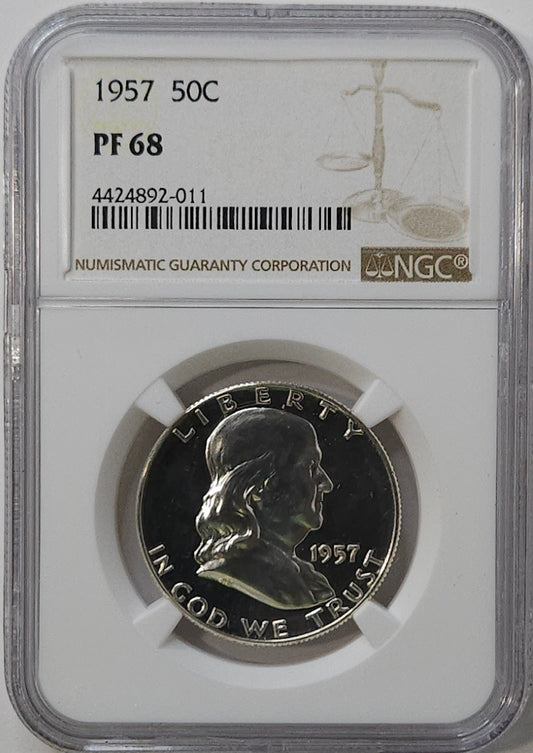 1957-P Franklin Half Dollar NGC PF68 Proof High Grade Proof Coin