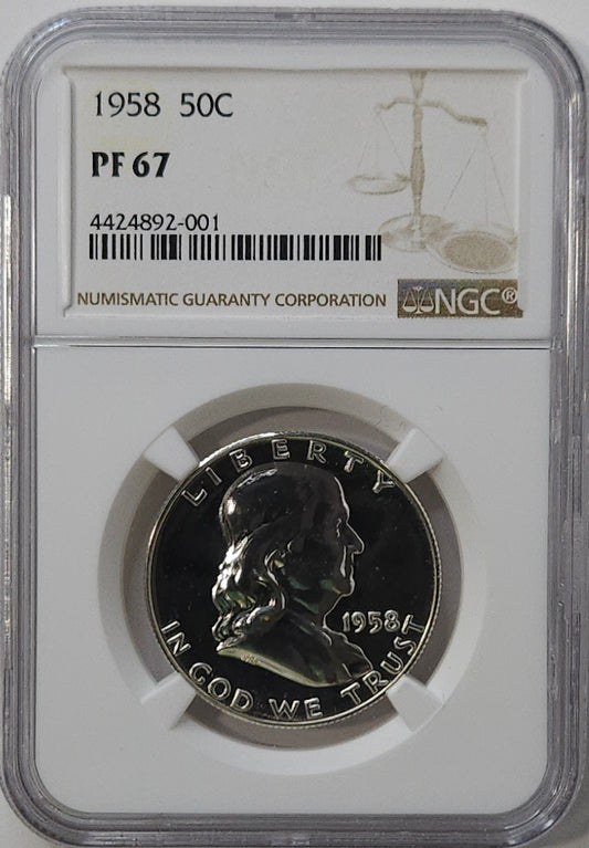 1958-P Franklin Half Dollar NGC PF67 Proof Awesome Graded Proof Coin!!!