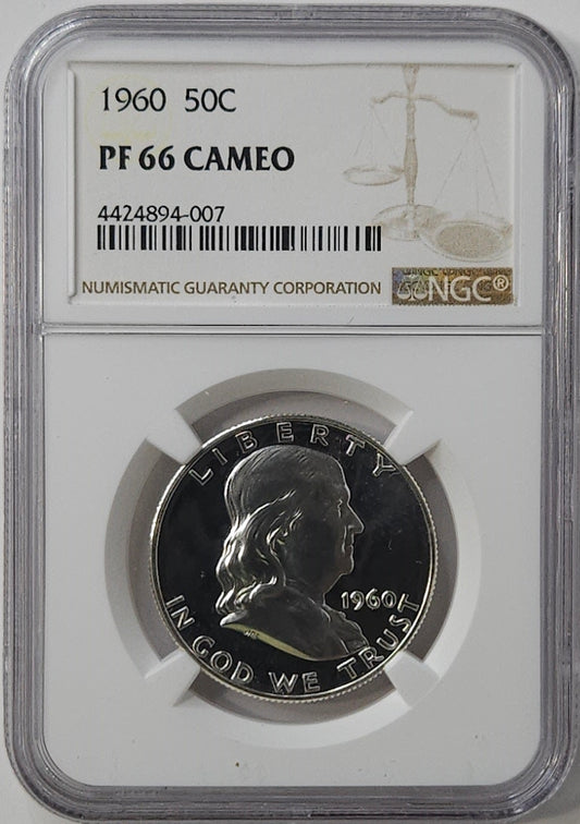 1960-P Franklin Half Dollar NGC PF66 Cameo Proof Beautiful Harder to Find Cameo Proof!!