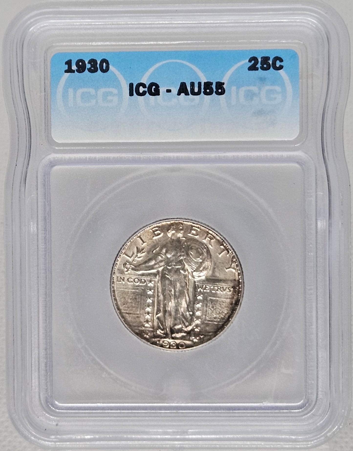 1930-P Standing Liberty Quarter  ICG AU55  A Beautiful Coin with Lots of Detail and Great Toning!!