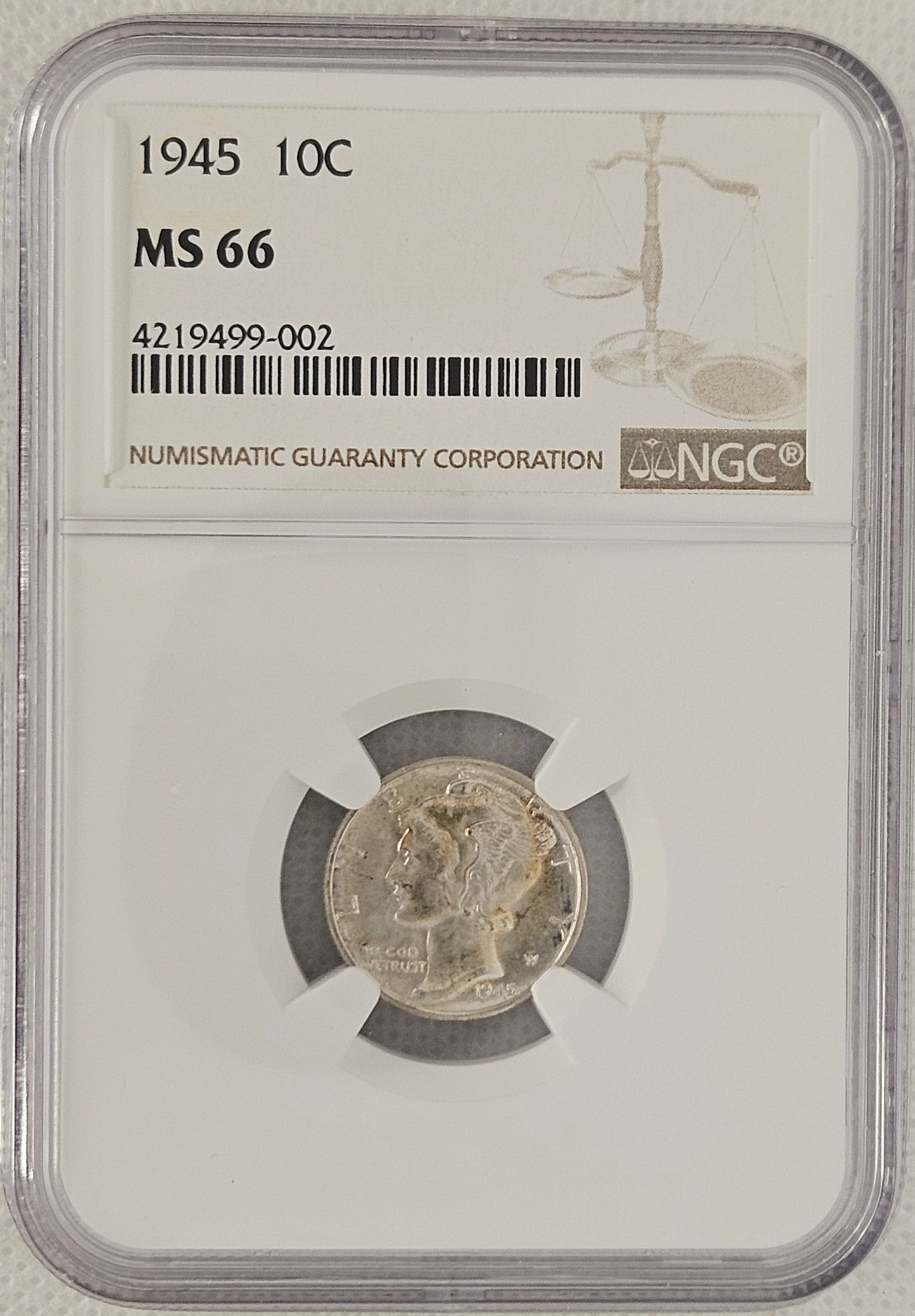 1945-P Mercury Dime NGC MS66  Great Eye Appeal on this Coin!!!
