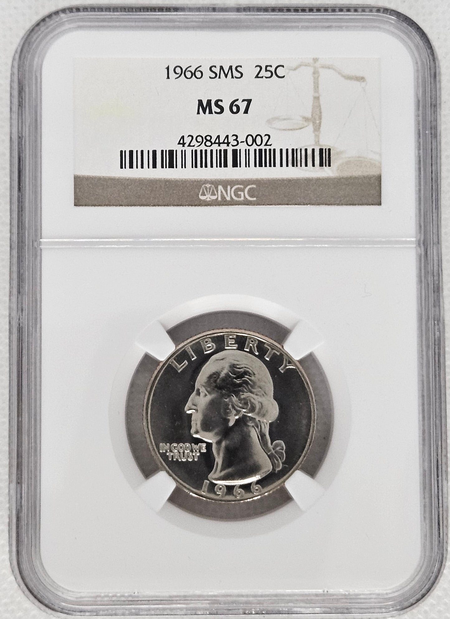 1966-P Washington Quarter NGC MS67 SMS Special Mint Set!!