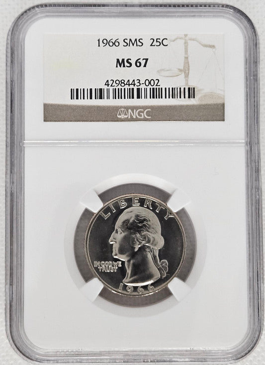 1966-P Washington Quarter NGC MS67 SMS Special Mint Set!!