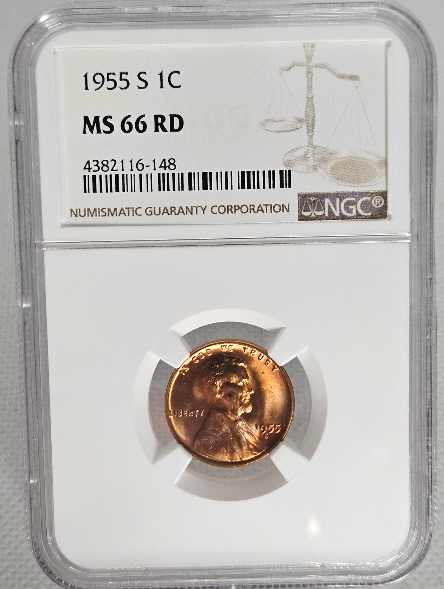 1955-S Lincoln Wheat Cent NGC MS66RD  Nice Higher Grade Coin!!