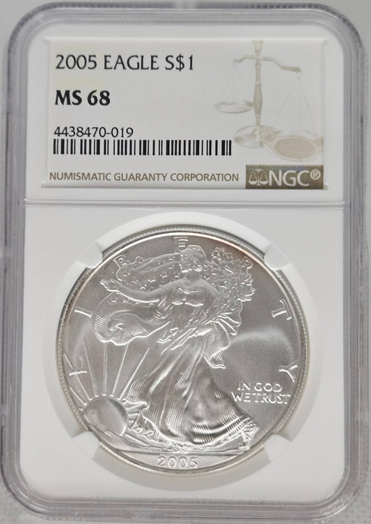 2005-P American Silver Eagle  NGC MS68  Great Affordable Graded Silver Eagle!!
