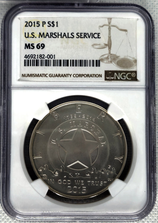 2015-P U.S. Marshals Service NGC MS 69 Commemorative SILVER DOLLAR