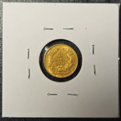 1855 $1 Dollar US Gold Liberty Type 2 AU (A6UJ)