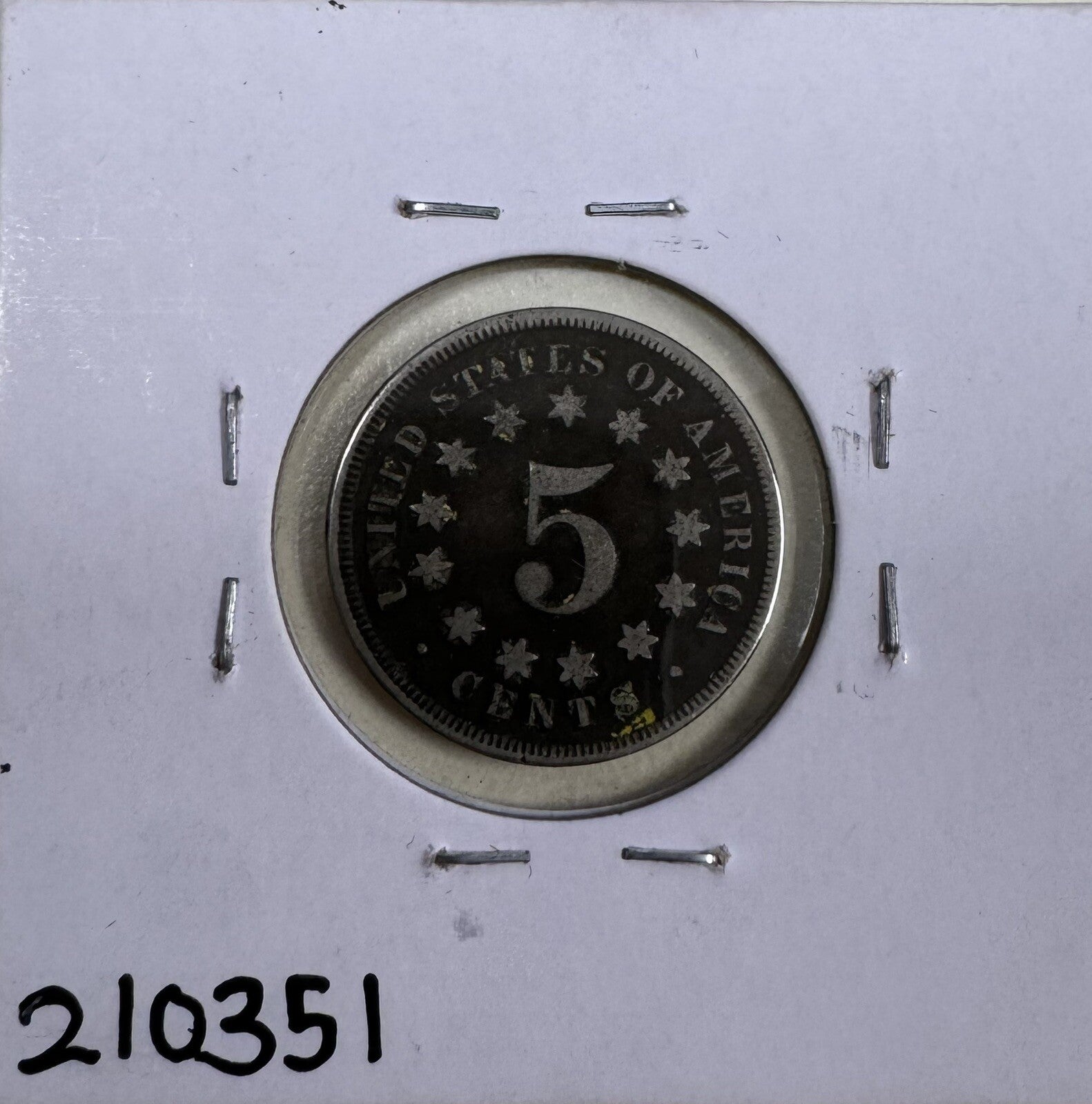 1867 Shield Nickel W/O Rays - Very Good ( 210351 )