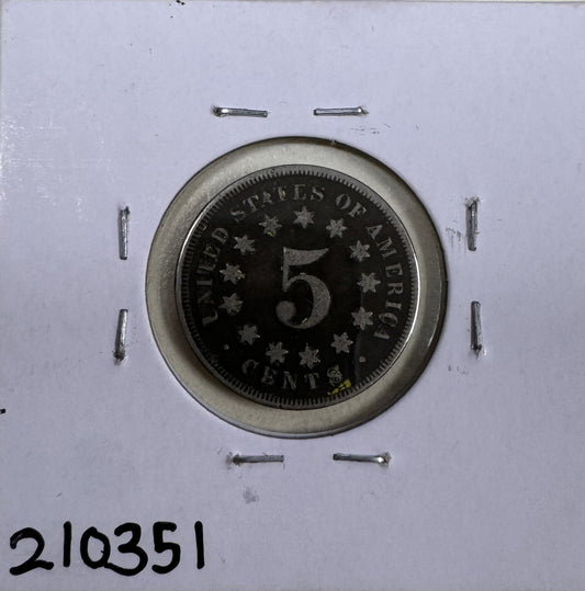1867 Shield Nickel W/O Rays - Very Good ( 210351 )