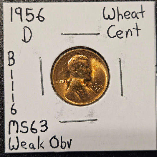 1956-D Lincoln Wheat Cent Ungraded Mint State B1116