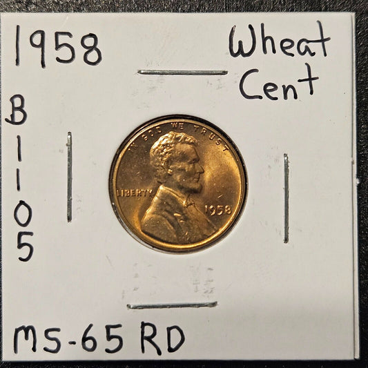 1958-P Lincoln Wheat Cent Ungraded Mint State B1105