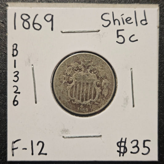 1860-P Shield Nickel Ungraded Fine B1326