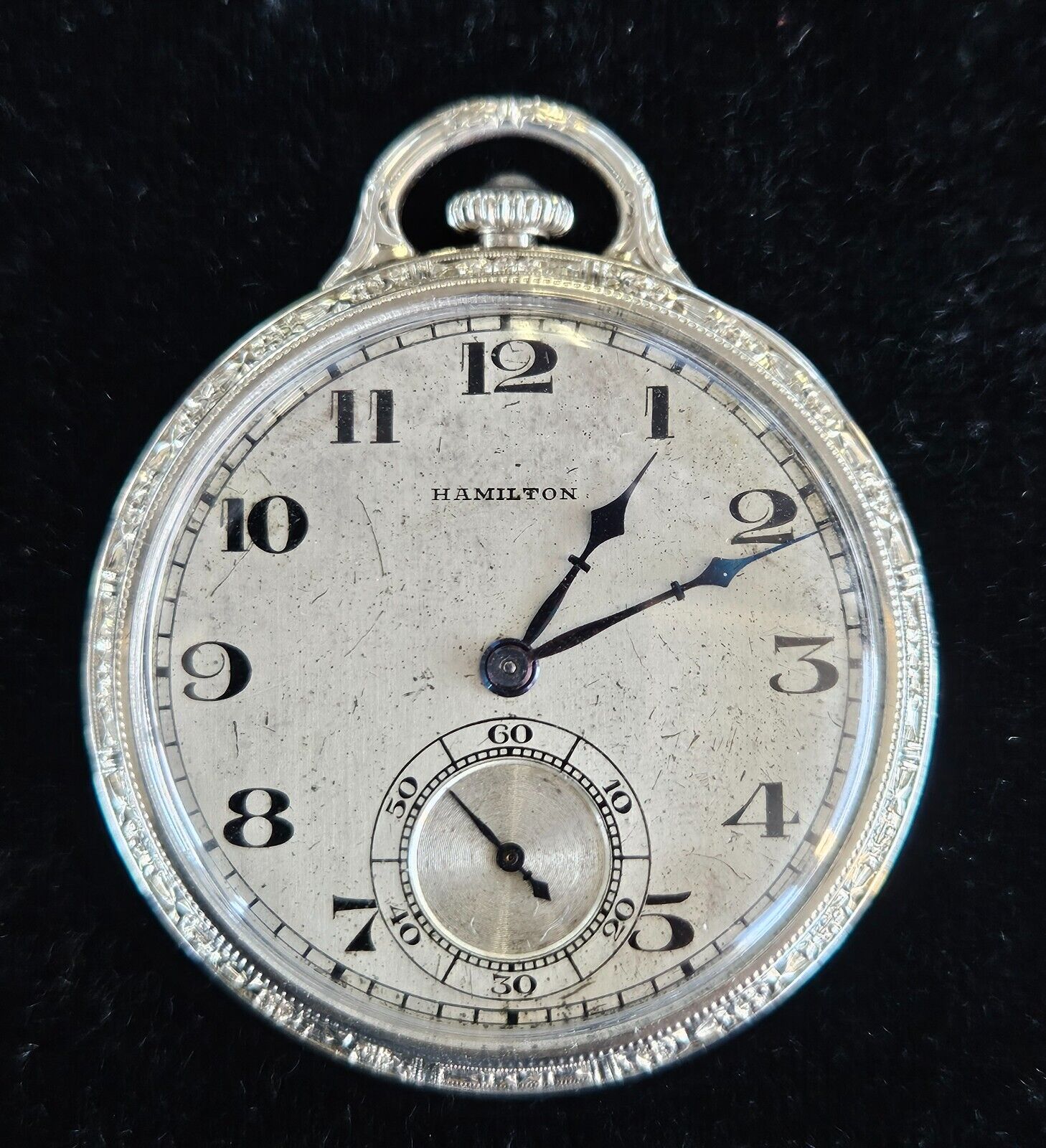 Vintage Hamilton 918 Model 2 Pocket Watch Solid 14k White Gold 19 Jewel 12s