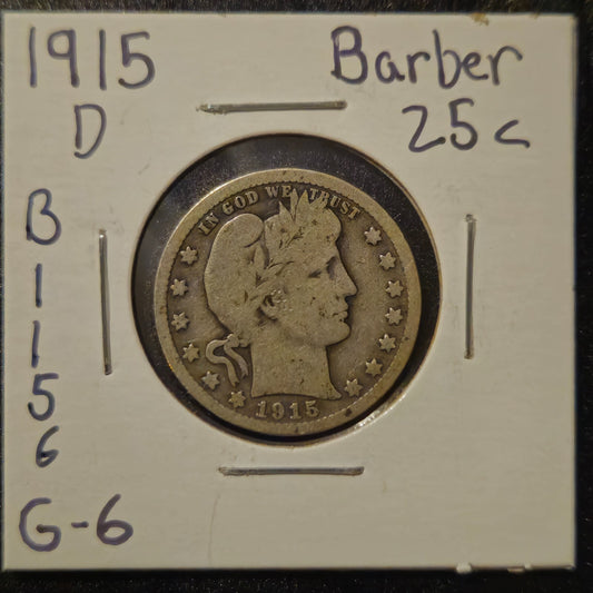 1915-D Barber Quarter Ungraded Good B1156