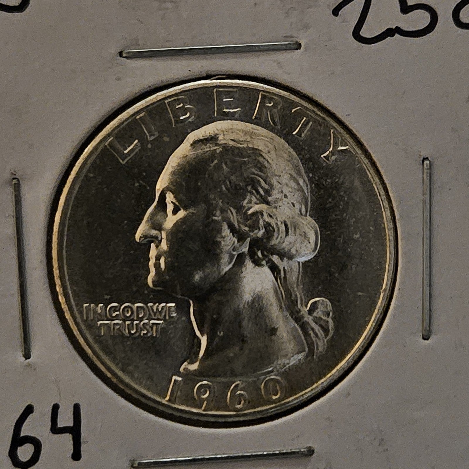1960-P Washington Quarter Ungraded Mint State Error Die Crack Forehead Thru Hair