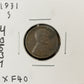 1931 S Wheat Cent - Extra Fine ( 40534 )