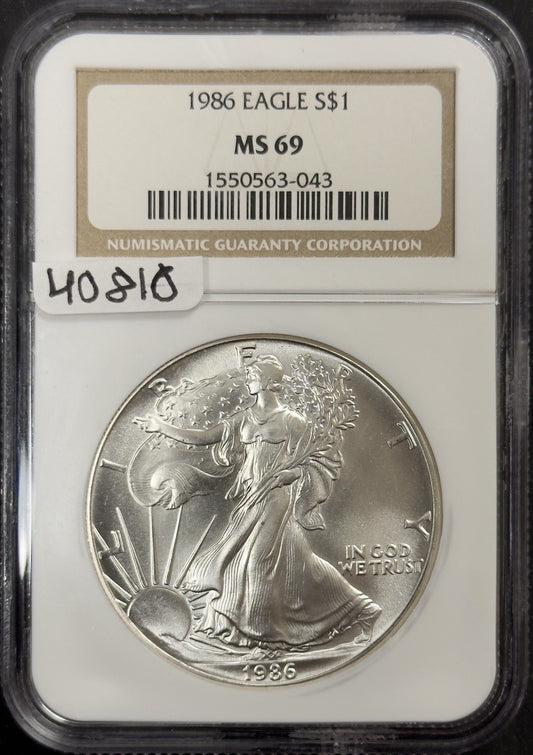 1986 Silver Eagle - NGC MS69 ( 40810 )