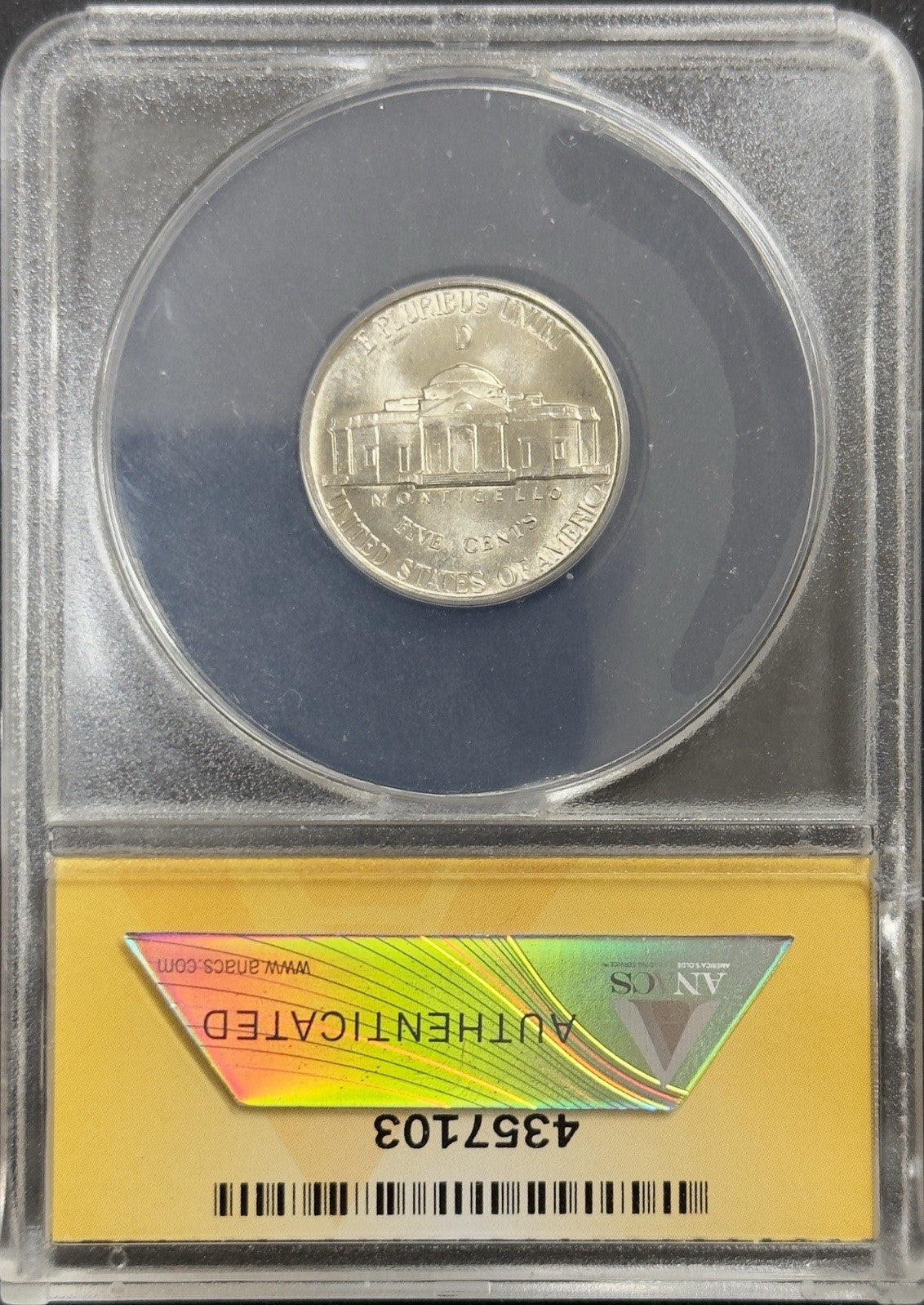 1944 D Jefferson Nickel 5.5 Steps - ANACS MS65 ( 40689 )