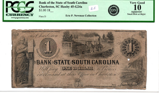 South Carolina $1 Obsolete Note Charleston, SC Train PCGS VG-10 SC195-04 B1130