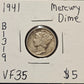 1941-P Mercury Dime Ungraded Very Fine B1319