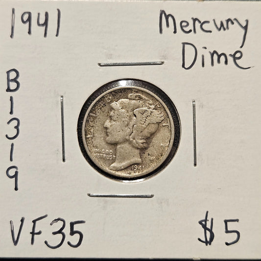 1941-P Mercury Dime Ungraded Very Fine B1319