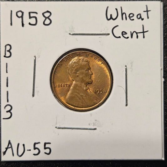 1958-P Lincoln Wheat Cent Ungraded Mint State B1113