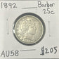1892 Barber Quarter Almost Uncirculqted - JP10
