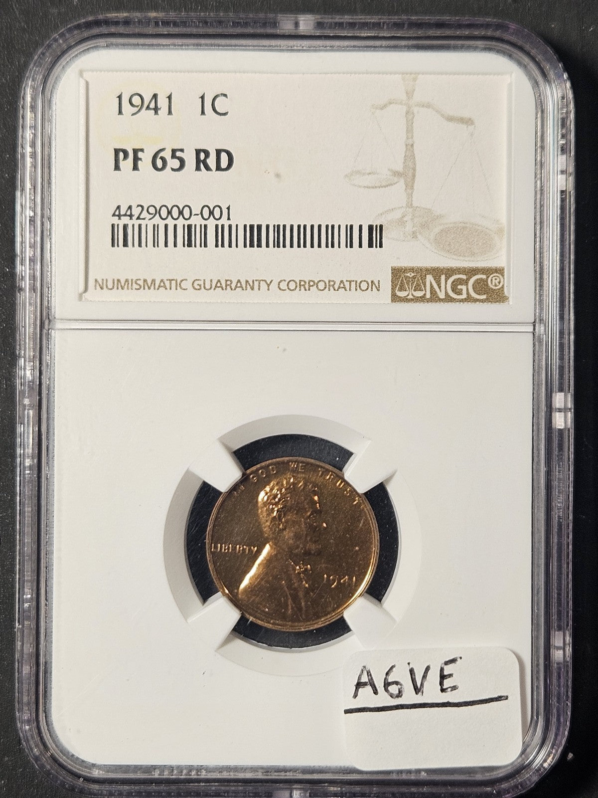 1941 Lincoln Cent Proof NGC PF65RD (A6VE)