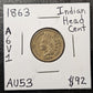 1863 Indian Head Cent Penny Almost Uncirculated (A6V1)