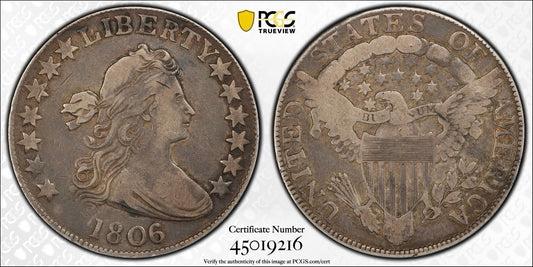 1806/5 Draped Bust Half Dollar Overton 103 Large Stars PCGS F12 - A6U8