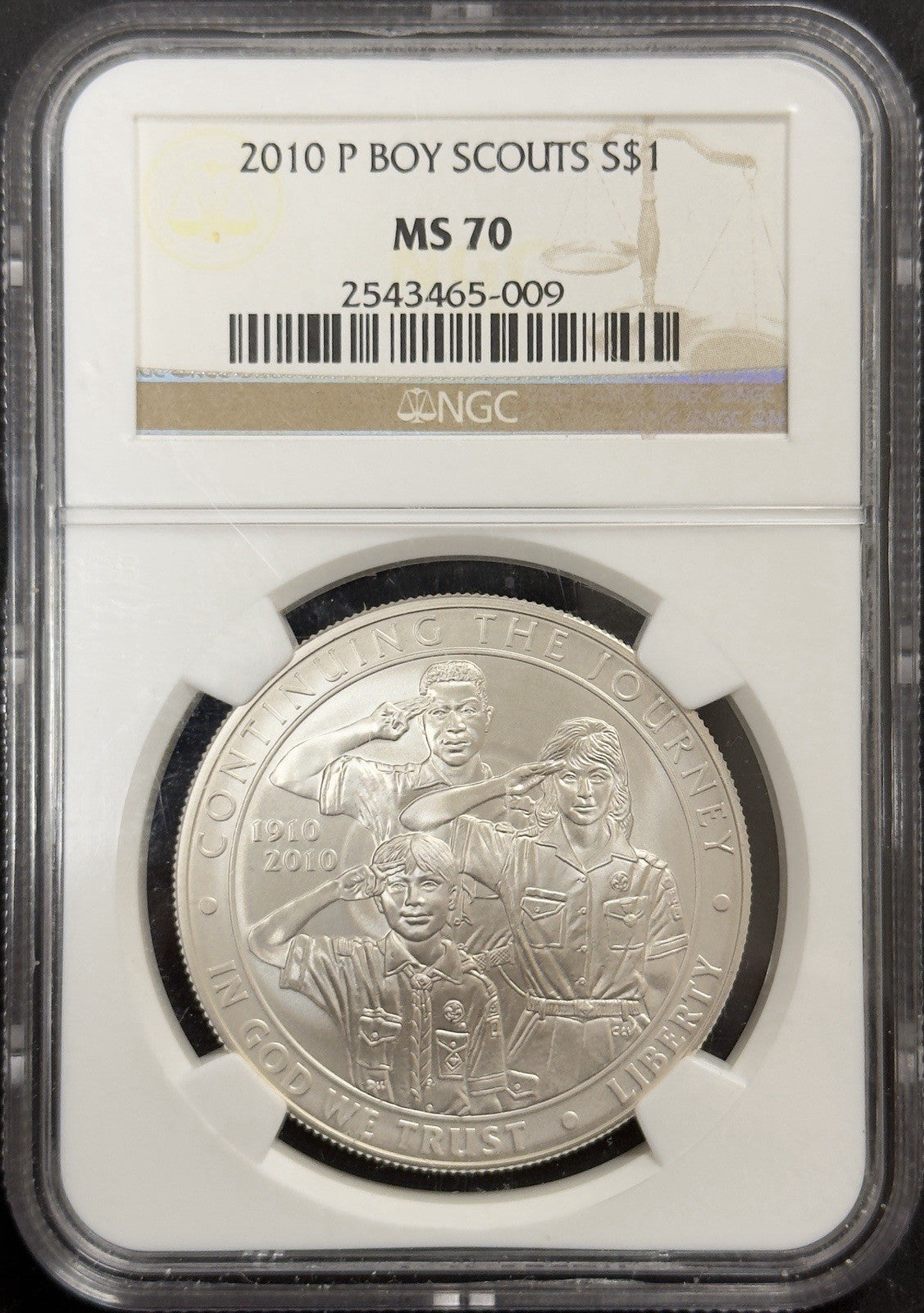2010 P Boy Scouts Commemorative Dollar - NGC MS70 ( 40611 )