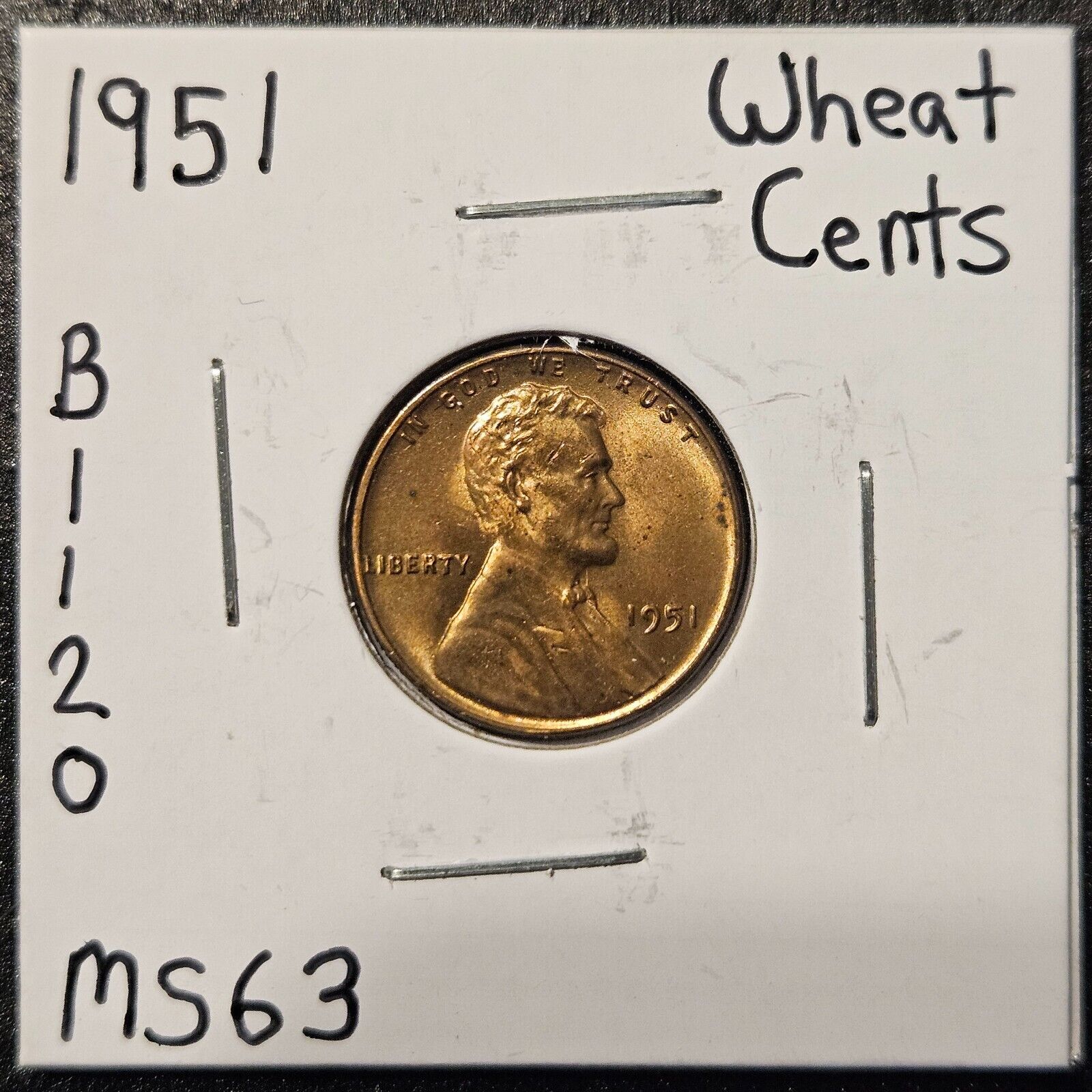1951-P Lincoln Wheat Cent Ungraded Mint State B1120