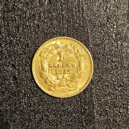 1855 $1 Dollar US Gold Liberty Type 2 AU (A6UJ)