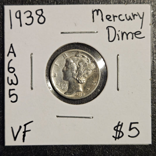 1938 Mercury Dime Very Fine (A6W5)